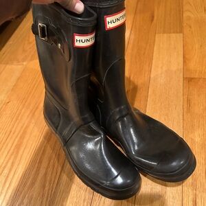 Hunter Original short boots Black Gloss Rainboits 8M/9F size